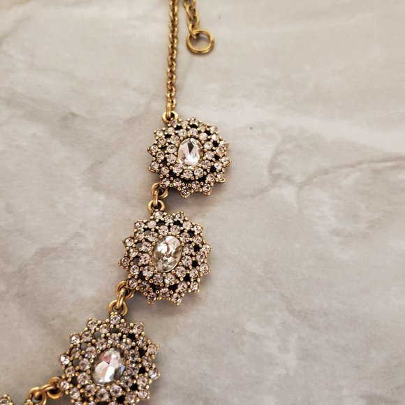 ✨ J.Crew Rhinestones Crystals Cluster Wedding Bridal Antique Statement Necklace - Picture 4 of 16